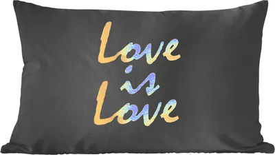 Produktbild von MuchoWow® Zierkissen Sofakissen Wohnzimmer Dekokissen 60x40 cm Zitat - Liebe - Gold - Kopfkissen - Polster mit Foto