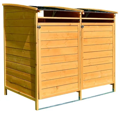 Obrázek produktu pro Odpadkový koš hnědý dvojitý box 2x 120L nebo 240L zahradní box zinková střecha dřevo