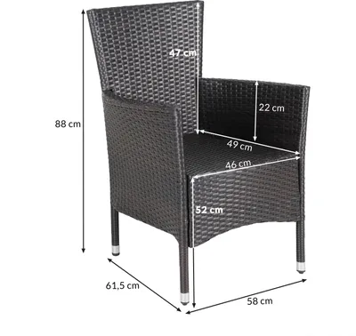 Image de Set de 2 chaises de jardin en polyrotin 88 x 59 x 59 cm brun Fauteuils avec coussins 7 cm Mobilier de jardin extérieur