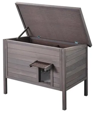 Produktbild von Katzenhaus aus Holz - Outdoor Katzenhöhle - Winterfest - 870x535x690mm - Stabile Katzenhütte für Gartennutzung