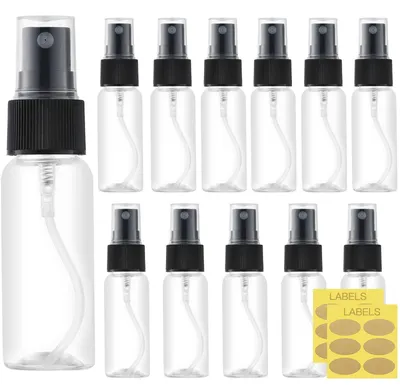 Sprayflaschen 30 ml 12 Stück, transparent, nachfüllbar, BPA-frei, mit Etiketten