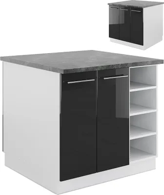 Produktbild von Kücheninsel Vicco Fame-Line Anthrazit Hochglanz/Weiß 90 cm ohne Arbeitsplatte, Model 38723