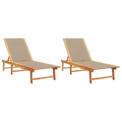 Produktbild von vidaXL Sonnenliegen 2 Stk. Taupe Massivholz Akazie und Textilene