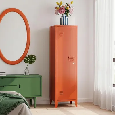 Productafbeelding van Metalen Lockerkast - Opbergkast Arsenaal - Spullen Veilig Opbergen - Met Ventilatie - 137 cm Hoog - Baksteenrood