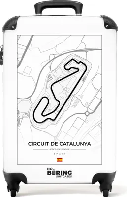 Produktbild von NoBoringSuitcases.com® Koffer Handgepäck Trolley Rollkoffer Kleine Reisekoffer mit 4 Rollen - F1 - Rennstrecke - Circuit de Catalunya - Spanien - Weiß - Cabin Size < 55x40x23 cm & 55x40x20 cm - Fotokoffer - Kabinenkoffer - BoardgepäckHandgepäck Koffer 55x35x20 cm, 36L,