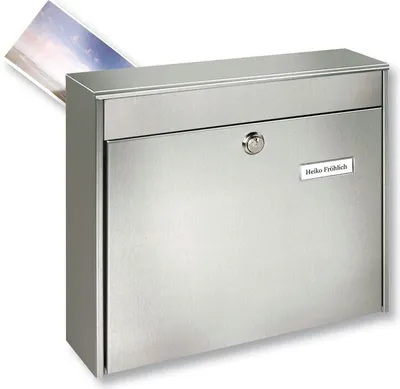 Edelstahl-Briefkasten mit Einwurföffnung an der Rückseite