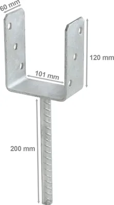 Produktbild von Pfostenträgeranker 101x120mm zum Einbetonieren