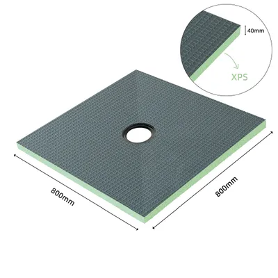 Produktbild von 800x800mm XPS Platten 40mm Duschwanne Duschtasse Duschplatte  Fliesenplatte Mit Ablaufgarnitur & Ablaufschlauch