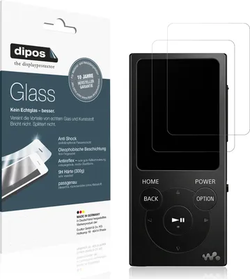 Produktbild von 2x Schutzfolie für Sony NW-e394 matt - Anti-Shock 9H Folie dipos Glass Kunststoffglas