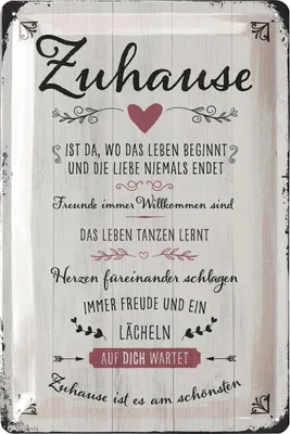 Produktbild von Blechschild - ZUHAUSE SCHILD - ZUHAUSE ist es am schönsten - Geschenk zum Einzug - Richtfest Geschenk - Metallschilder Familienregeln
