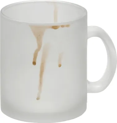 Produktbild von Glas Tasse mit Putz-Schaf und Kaffeefleck Motiv