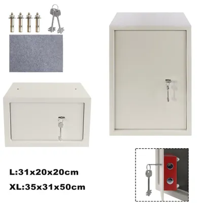 Produktbild von TANYEAR 31 x 20 x 20 cm Möbeltresor, Safe mit Doppelbartschloss, Wandsafe / Bodentresor inkl. 2 Schlüssel & Befestigungsmaterial Weiß