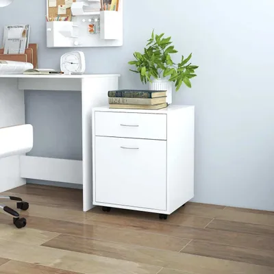 Produktbild von The Living Store Rollschrank Weiß 45x38x54 cm Holzwerkstoff