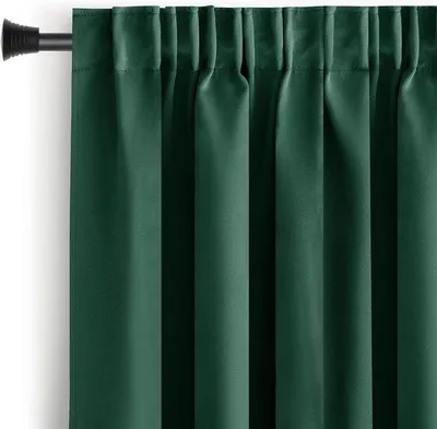 Productafbeelding van Verduisterende Gordijn - R verduisterend Gordijnstof - Slaapkamer Verduisteren - Met Gordijnband - 140x270 cm - Donkergroen