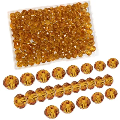 Facettierte Glasperlen, 220 Stück, 8 mm, braun