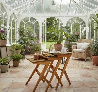 Productafbeelding van Wintergarten salontafel, hout, bruin, inklapbaar, met plantenbak, decoratief