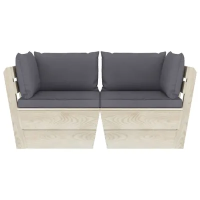 Image de vidaXL Canapé de jardin en palettes 2 places avec coussins épicéa
