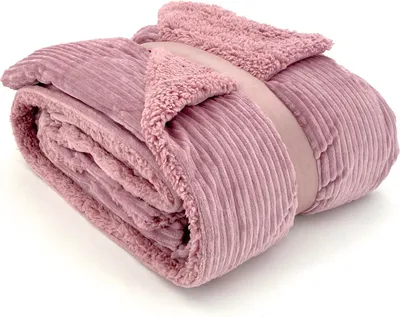 Obrázek produktu pro heimtexland ® super silná manšestrová útulná deka s huňatým kožíškem sherpa obývací deka 200x150 deka typ767 růžová