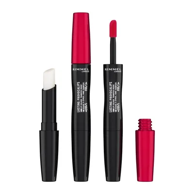 Three Rimmel London Lasting Provocalips lip products are displayed against a white background.