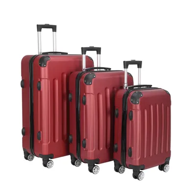 Produktbild von 3-in-1 Koffer Tragbarer ABS-Trolley-Koffer 20„ / 24“ / 28“ Weinrot