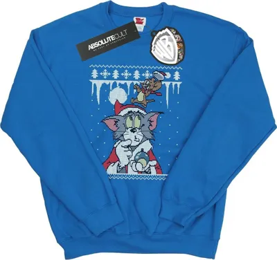 Produktbild von Tom And Jerry - "Christmas Fair Isle" Sweatshirt für Herren BI47003 (XXL) (Königsblau)