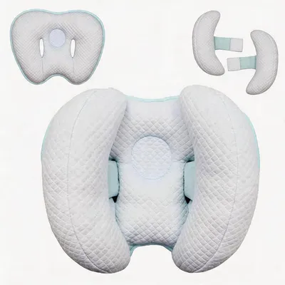 Produktbild von Baby Nackenkissen 2 in1 Bananenform, Kopf- & Nackenstütze für Babys 0–3 Jahre, verstellbar, weich, atmungsaktiv, Kinderwagen Reisekissen