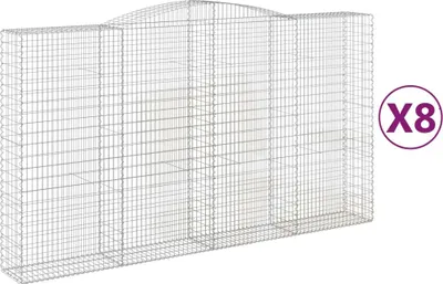 Produktbild von vidaXL Gabionen mit Hochbogen 8 Stk. 400x50x220/240cm Verzinktes Eisen
