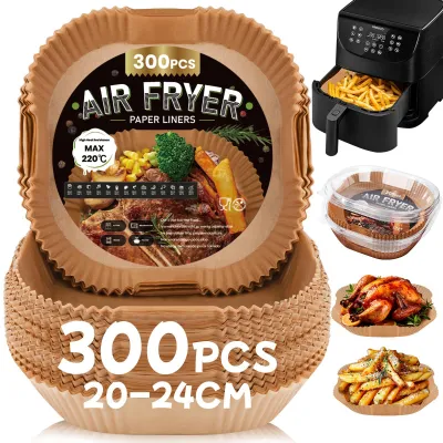Image de Papier sulfurisé pour friteuse à air chaud, 300 pièces, de 20 à 24 cm, pour la cuisine