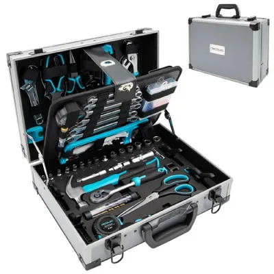 Image de Cecotec Boîte à Outils 380 Pièces ToolBox 8000 Pro. Mallette en Aluminium Premium, Douilles CR-V, Embouts S2 Résistants
