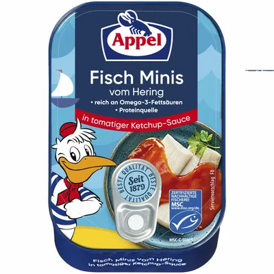 Produktbild von APPEL MSC Heringsfiletstücke in tomatiger Ketchup-Sauce 100g