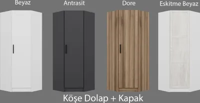 Produktbild von Skye Decor, Kale 1 White - 210, Kleiderschrank, Weiß, 100 % MELAMINBESCHICHTETE SPANPLATTEN, 74 x 52 x 210 cm