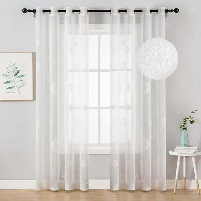 Produktbild von Famanu transparente Gardinen mit Leinenlook - Set von 2, H 245 x B 140 cm