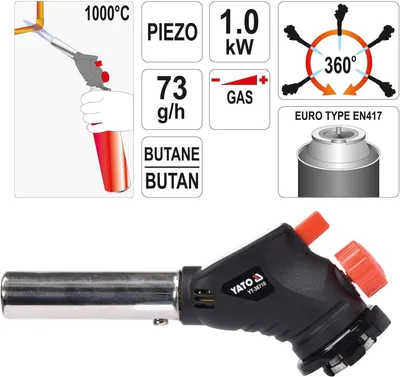 Produktbild von Yato YT-36710 Lötkolben Lötkolben de gas 1000 °C Schwarz, Edelstahl