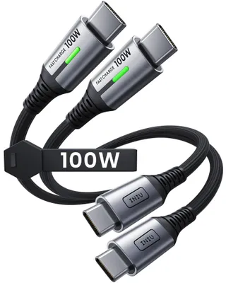 Obrázok produktu pre Kábel INIU USB-C, 0,3 m + 0,3 m, nabíjací kábel USB-C na USB-C, podpora rýchleho nabíjania 100 W