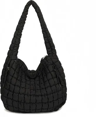 Zdjęcie produktu dla Duża torebka damska na ramię shopper bag niebieska pikowana torba