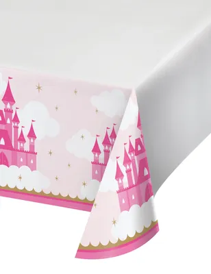 Produktbild von Kunststoff-Tischdecke Prinzessinnenschloss 122 x 223 cm rosa + gold -