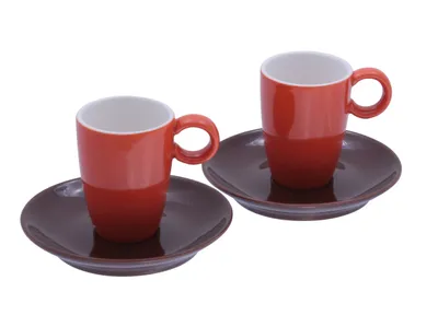 Produktbild von Espressotasse in Vereinsfarben orange/braun Set
