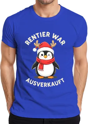 Produktbild von Rentier war t Pinguin Weihnachten lustig Geschenk Herren T-Shirt, Blau, 3XL