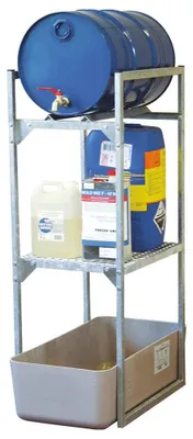 Produktbild von Fassregal Cemo 120 Variante 3 mit Fassauflage und Gitterrostauflage und GFK-Auffangwanne 131x45x82 cm Tragkraft 160 kg