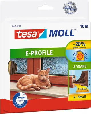 Image de tesa Moll CLASSIC E-Profil joint en caoutchouc, marron, 9 mm x 10 m