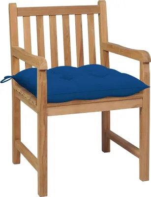 Produktbild von vidaXL Gartenstühle 2 Stk. mit Blauen Kissen Massivholz Teak