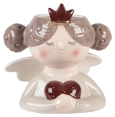 Immagine prodotto di Vaso da fiori Clayre & Eef Angel 17x14x17 cm in Vetroceramica beige