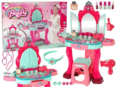 Immagine prodotto di Tavolino da toilette con specchio rosa
