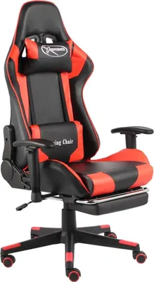 Produktbild von The Living Store Gaming-Stuhl mit Fußstütze Drehbar Rot PVC