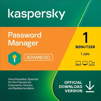 Produktbild von Kaspersky Password Manager | Unbeschränkte Anzahl von Geräten | 1 Benutzerkonto | 1 Jahr | PC/Mac/Android/iOS | Aktivierungscode per Email