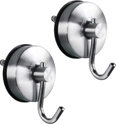 Produktbild von Handtuchhalter & -haken JOMOLA Saugnapf-Haken, Vakuum-Saugnäpfe, Edelstahl-Saugnäpfe mit Haken, extra stark, max. 5 kg wasserdichter Vakuum-Wandhaken,