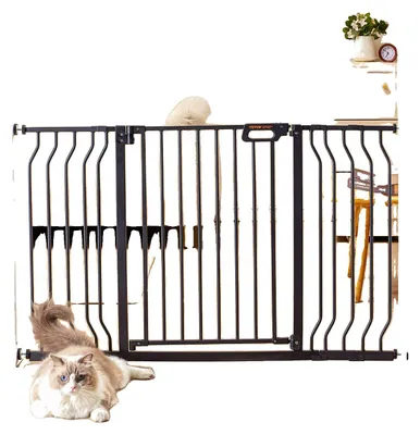 Immagine prodotto di VEVOR cancelletto di sicurezza per porte, cancelletto barriera, cancelletto per scale, larghezza 749-1346 mm cancelletto per bambini, cancelletto per animali, cancelletto per scale, orientabile su entrambi i lati altezza 762 mm, cancelletto per bambini nero senza foratura