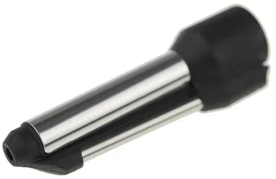 A close-up shot of a metal and rubber appliance part against a white background.
