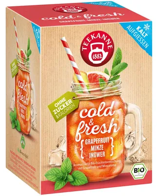 Obrázok produktu pre TEEKANNE 078524 TEEKANNE cold & fresh Grapefruit-Minze-IngwerTee 15 x 2,75 g