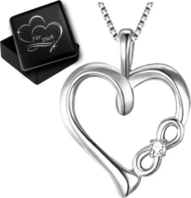 Produktbild von Hals-Kette mit Herz Herzkette echt 925er Silber  Unendlichkeit Symbol für Damen Frau P14+V12